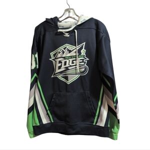 New England Edge Hockey Hoodie Pullover Blue Green Logo Kangaroo Pocket Adult